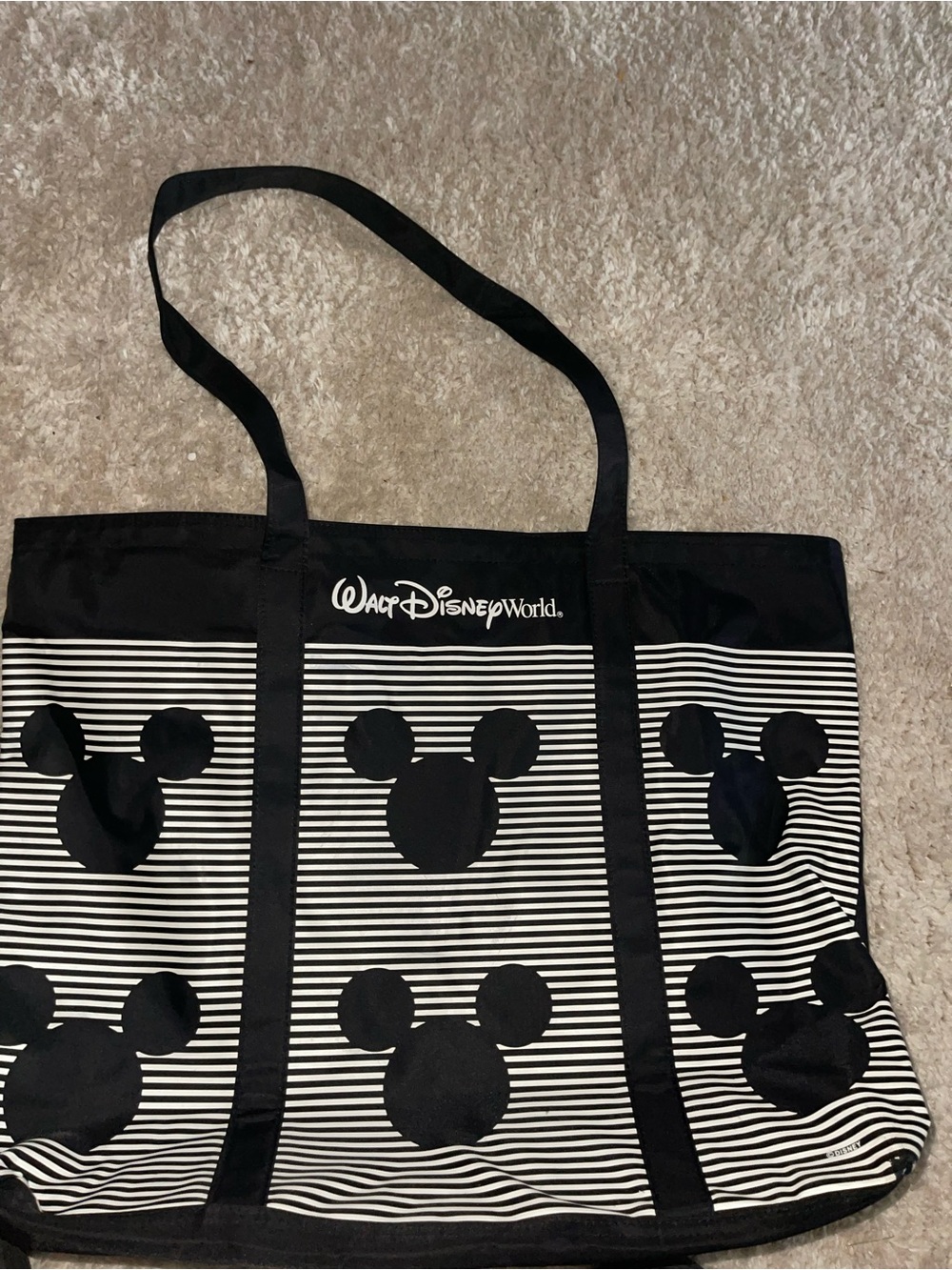 Walt Disney World Black & White Mickey Stripe Tote Bag